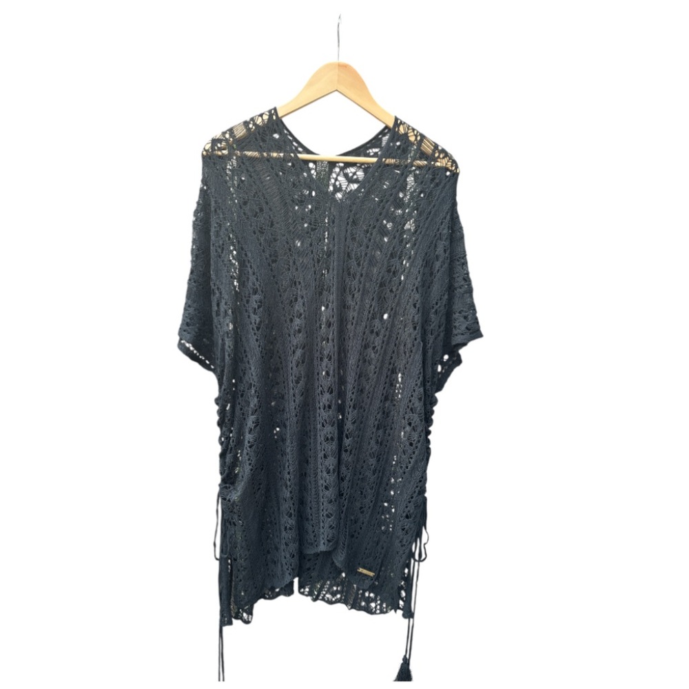 Hapari Black Crochet Cover-Up OS